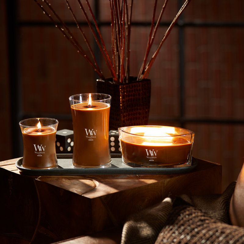Grande bougie sablier WoodWick® Praline, Brun