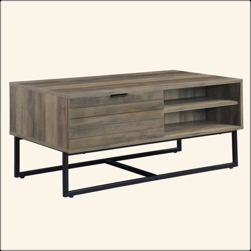 Table basse en chêne rustique et finition noire