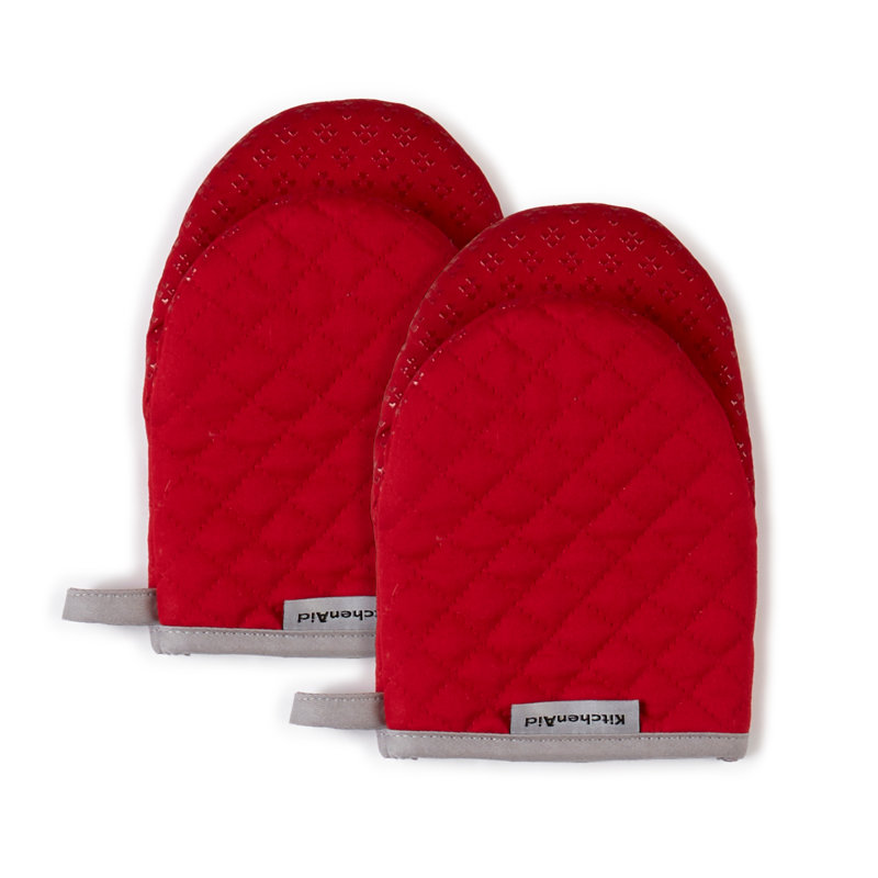KitchenAid Asteroid Solid Textured Mini Oven Mitt, Red