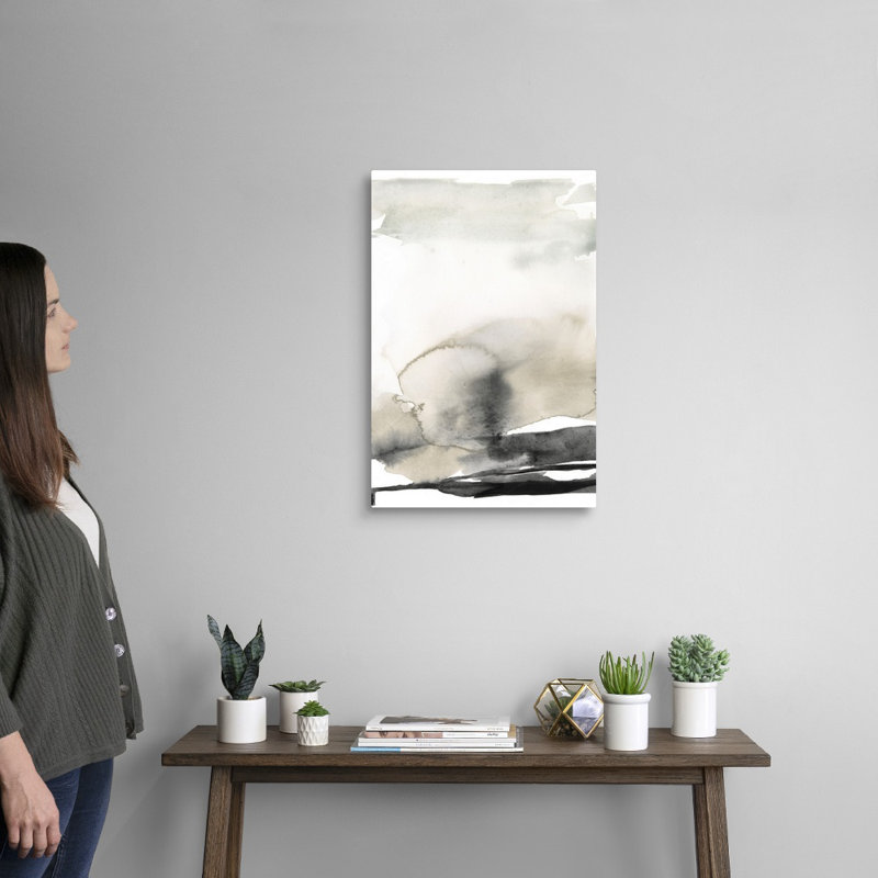 «Ebony Horizon Triptych III» par Jennifer Goldberger - reproduction d'art, H 24 po x l 16 po x P 1,25 po, Toile tendue