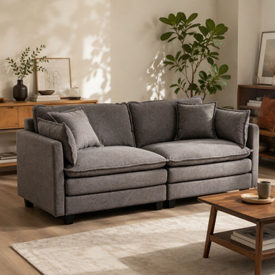 Modern 2Seats 77.95"Sectional Sofa With Waist Pillows,2-Seat Upholstered Symmetrical Sofa Furniture,Sleeper Sofa Couch With Chaise Lounge For Living Room,Apartment,3 Color