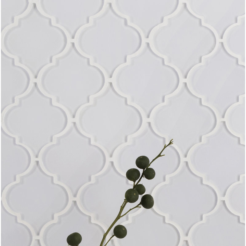 Water Jet Series 3.5" x 4.25" Straight Edge Glass Mosaic Tile, White
