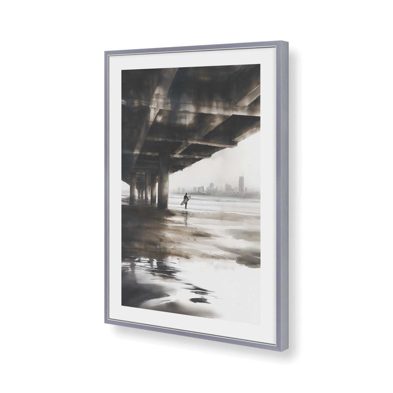 Under the Pier, reproduction encadrée, 15.25" H x 12.25" W, Polished Chrome