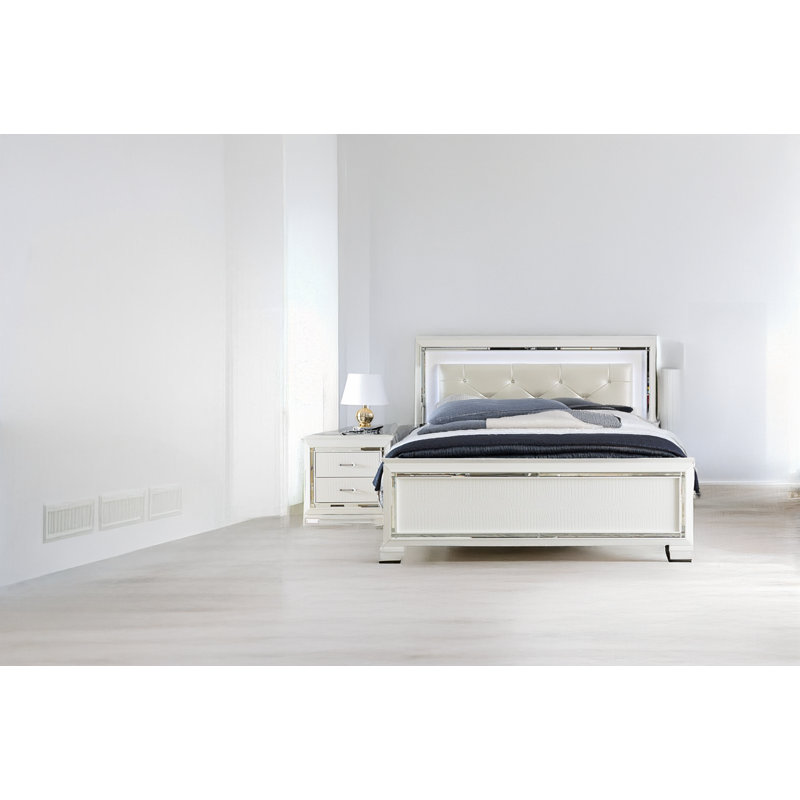 Ensemble de chambre à coucher tapissier Ursula, Double, Blanc