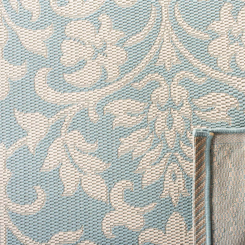 Tapis d'intérieur / extérieur Davonia Performance Damask, Rectangle 5 pi 3 po x 7 pi 7 po