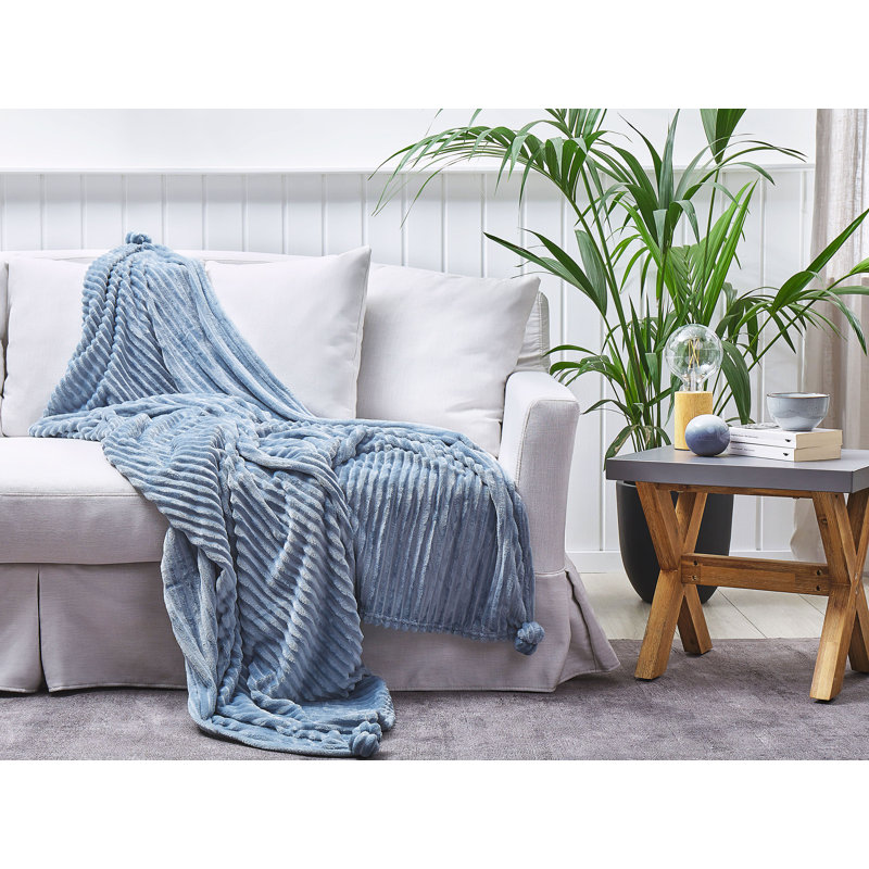 Andish Plain Weave / Muslin Throw Blanket, Blue