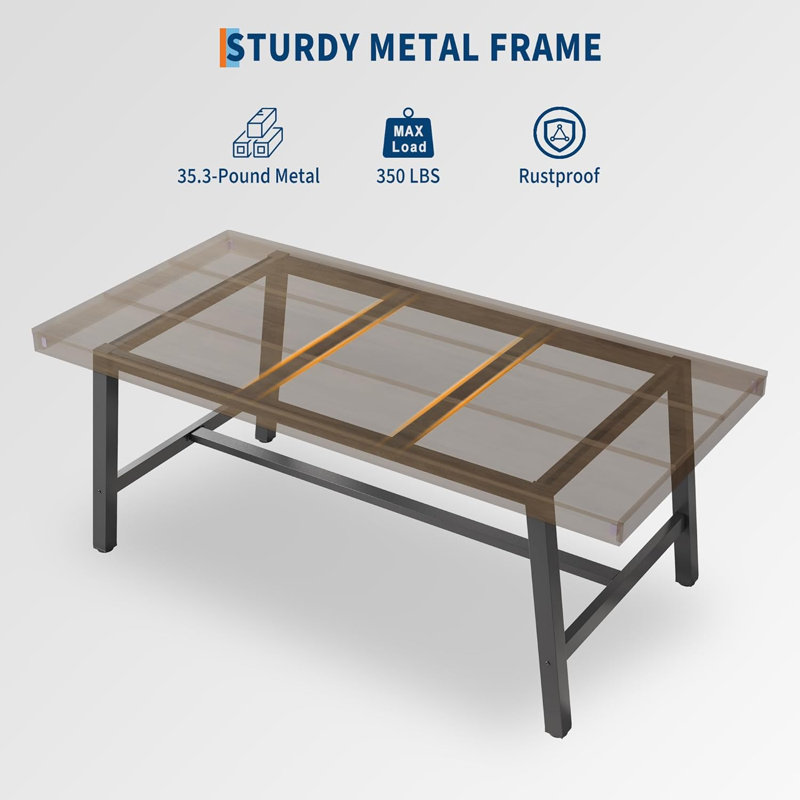 Table de salle à manger de 63 po en bois industriel pour 4-6 - Structure en métal robuste, maison de campagne rustique - Parfait pour la salle à manger et la cuisine