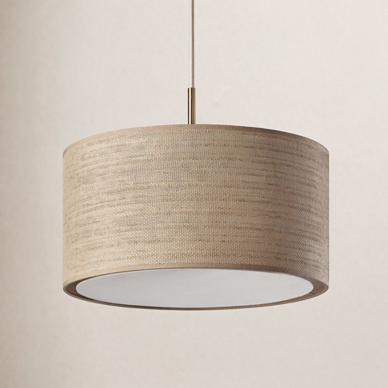 Kinnear 1 - Light Single Pendant, Antique Brass, Natural/Beige/White