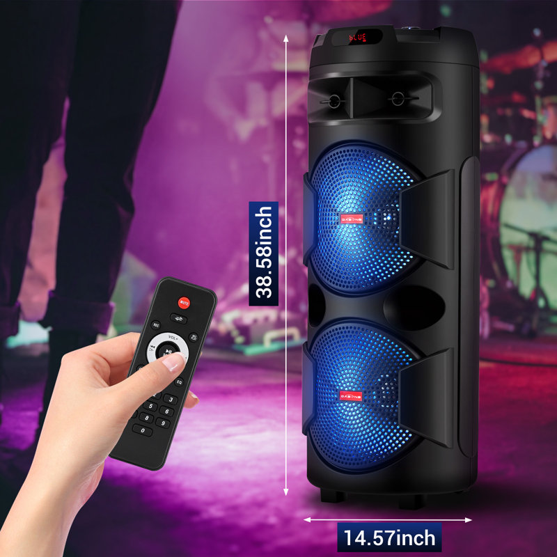 4500W Dual 12" Wireless Party Bluetooth Speaker With Microphone Remote Portable Speaker  FM  LED Karaoke   USB TF AUX TWS