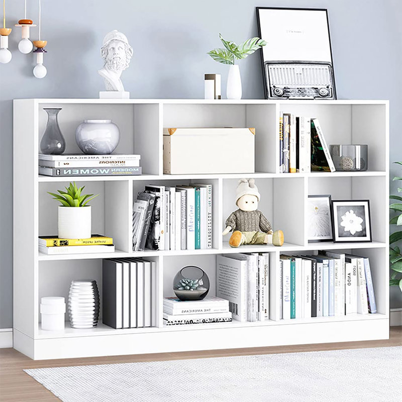 Bibliothèque en bois avec tablette ouverte, P 9,45 po x l 55,12 po x H 40,94 po, Blanc chaud