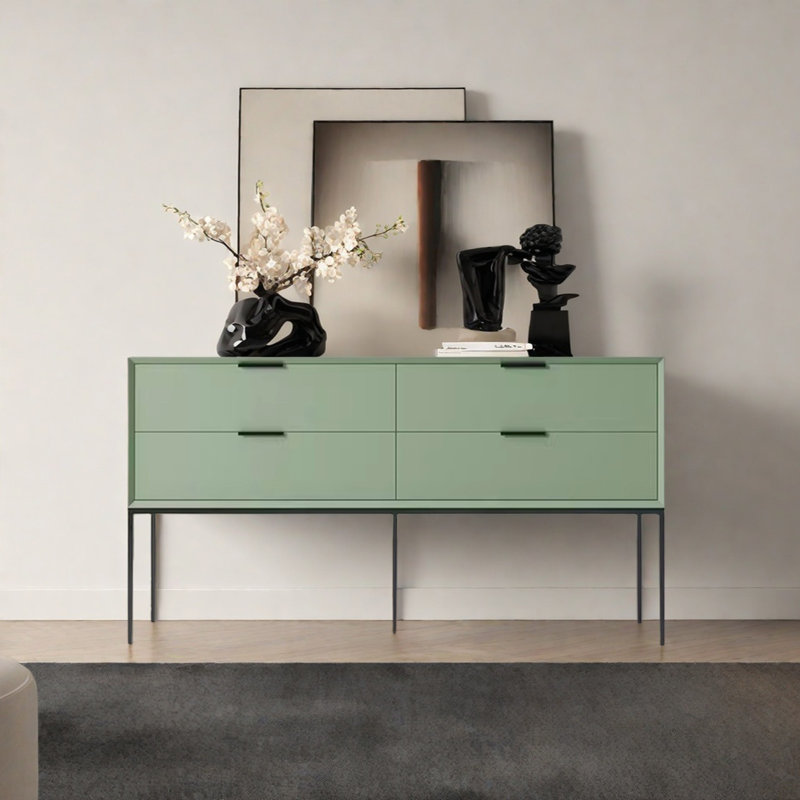 Modern Minimalist Practical Console Table, 31.5" H x 70.87" W x 15.75" D, Light Green