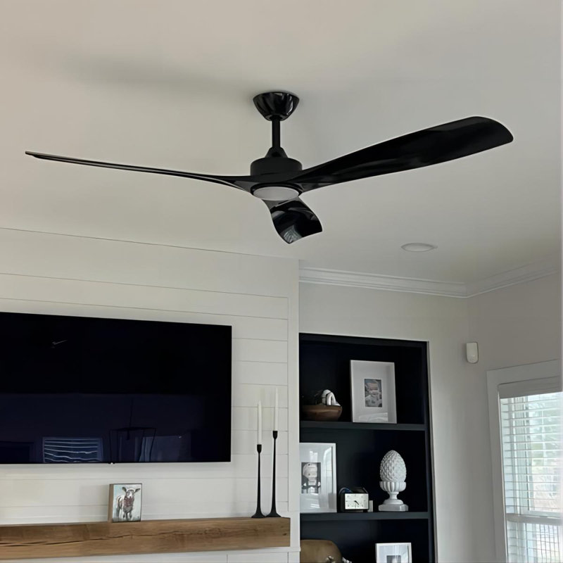 60" Black Industrial Ceiling Fan with LED Light and Remote
