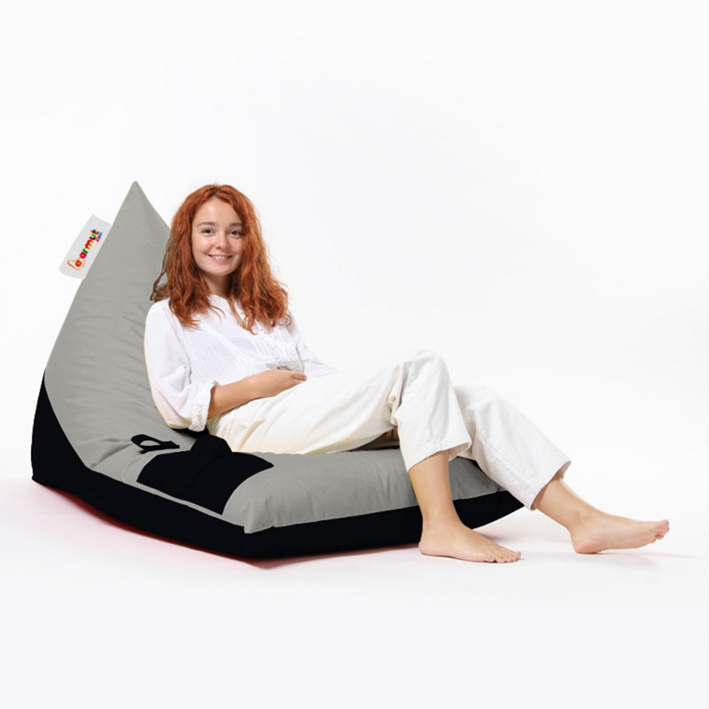 Grand fauteuil à billes pour l'extérieur, Fumée / 100% polyester noir