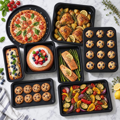 KITCHENEUR 8 Piece Non-Stick Bakeware Set