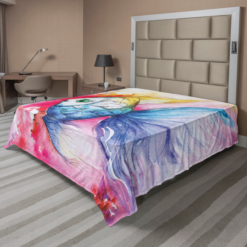 Multicolore art abstrait aquarelle, Drap plat de taille double