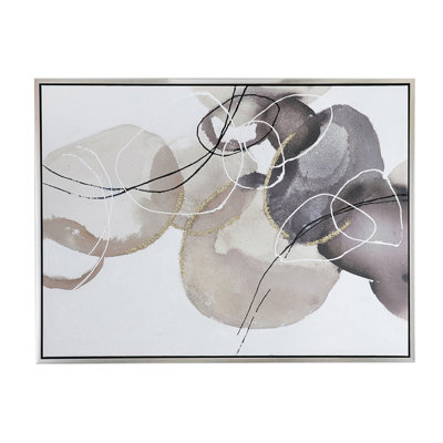 47" X 35.5" Large Modern Oil Painting, Hand Painted Abstract Gray Brown Watercolor Texture