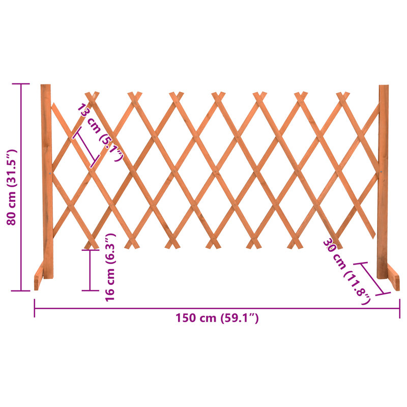 Broumov Wood Fence Panels, 80cm H x 150cm W, Orange