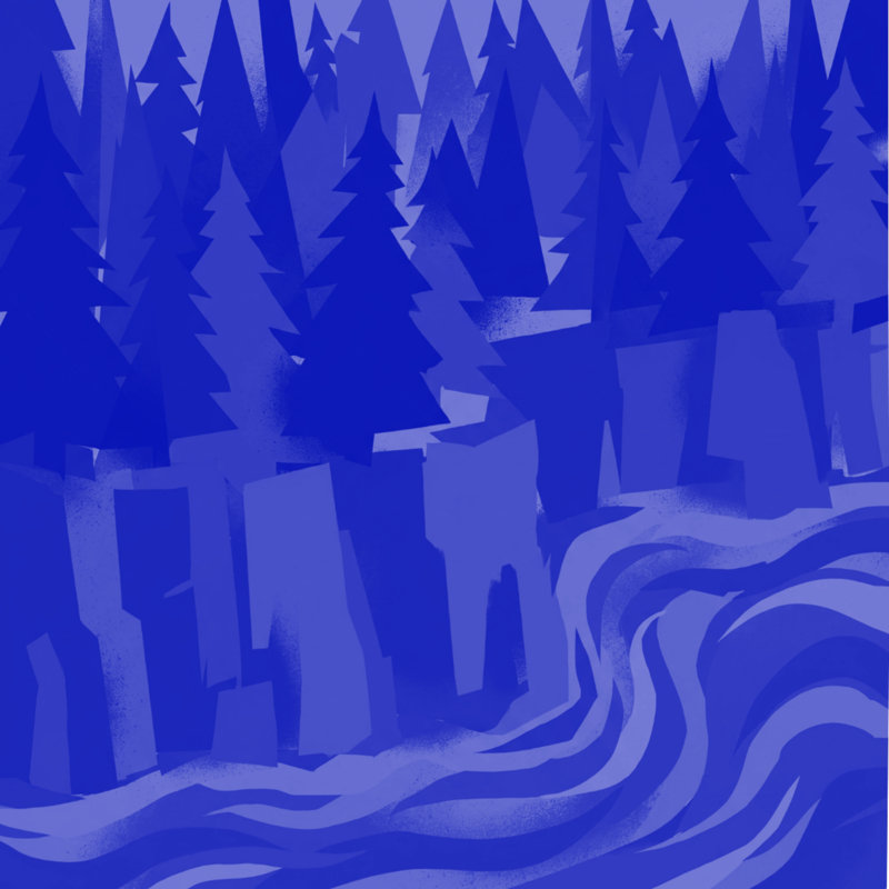 Beau paysage Forest River, King, Medium Blue Dark Purple