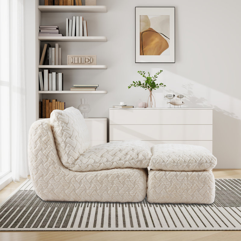 Fauteuil à compression double avec repose-pieds pivotant , Blanc