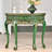 Emerald Green Gilded Carved Semicircular Solid Wood Vintage Console Table