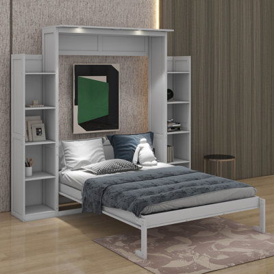 Lit escamotable double avec lumières DEL et tablettes