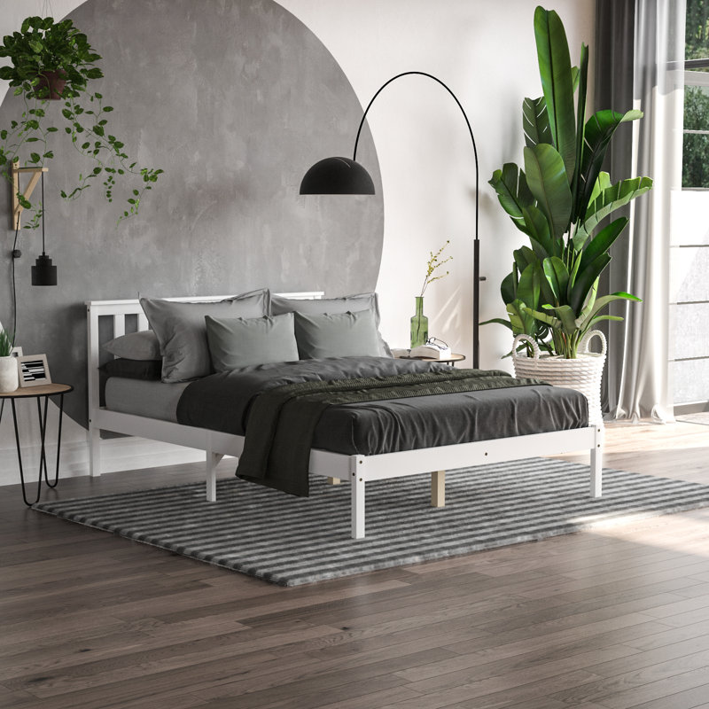 Frederique Solid Wood Bed, Double (4'6), White