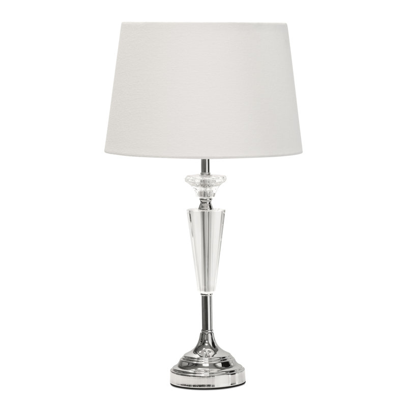 Wauregan 55cm Crystal Glass Chrome Table Lamp, Ivory