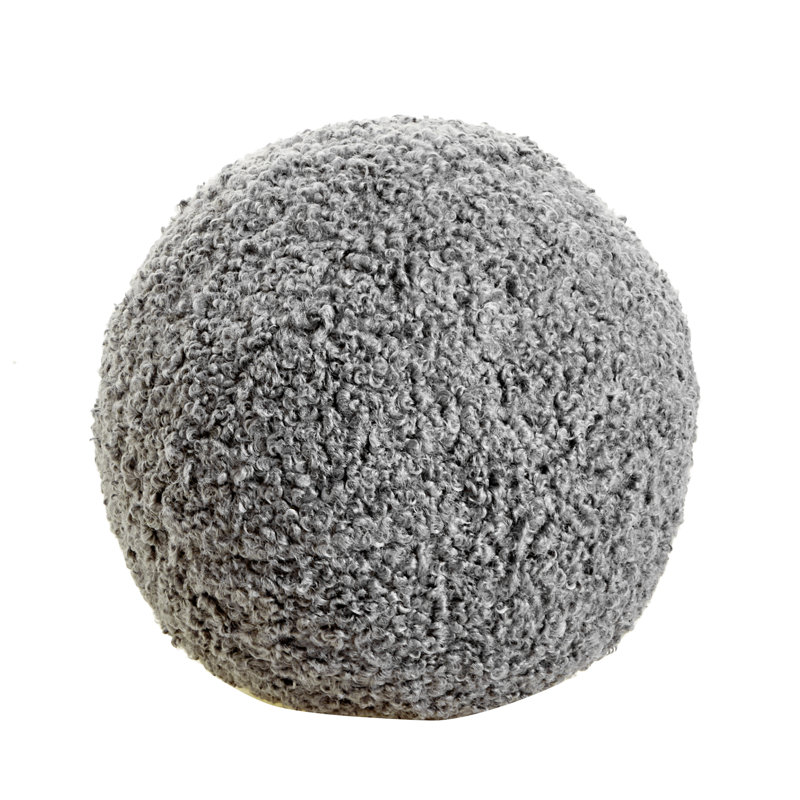 French Boucle Poodle Velvet Reversible Throw Pillow, Light Gray, 12"H x 12"W