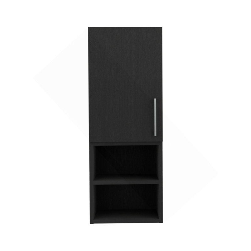 Pharmacie Madrid, deux tablettes extérieures, poignée en métal, une porte, deux tablettes intérieures - noir