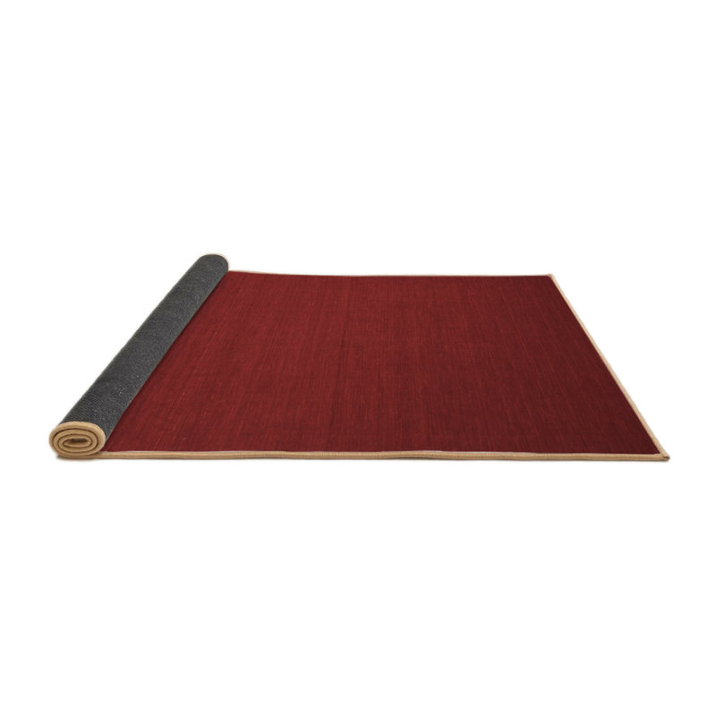Tapis de couleur unie en laine / polyester tissé à la machine en rouge, Carré 3 pi