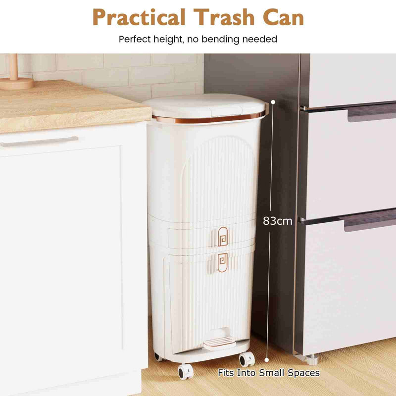 Plastic Waste Bin, Beige