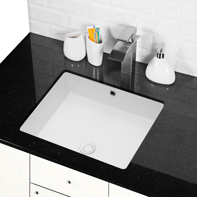 Generous Ceramic Sink - Rectangular Undermount For Bathroom Version, 20"