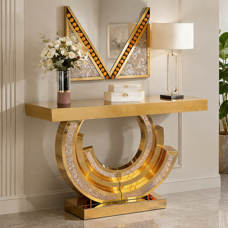 Console miroir, table d'entrée, Brown, Brown, Brun