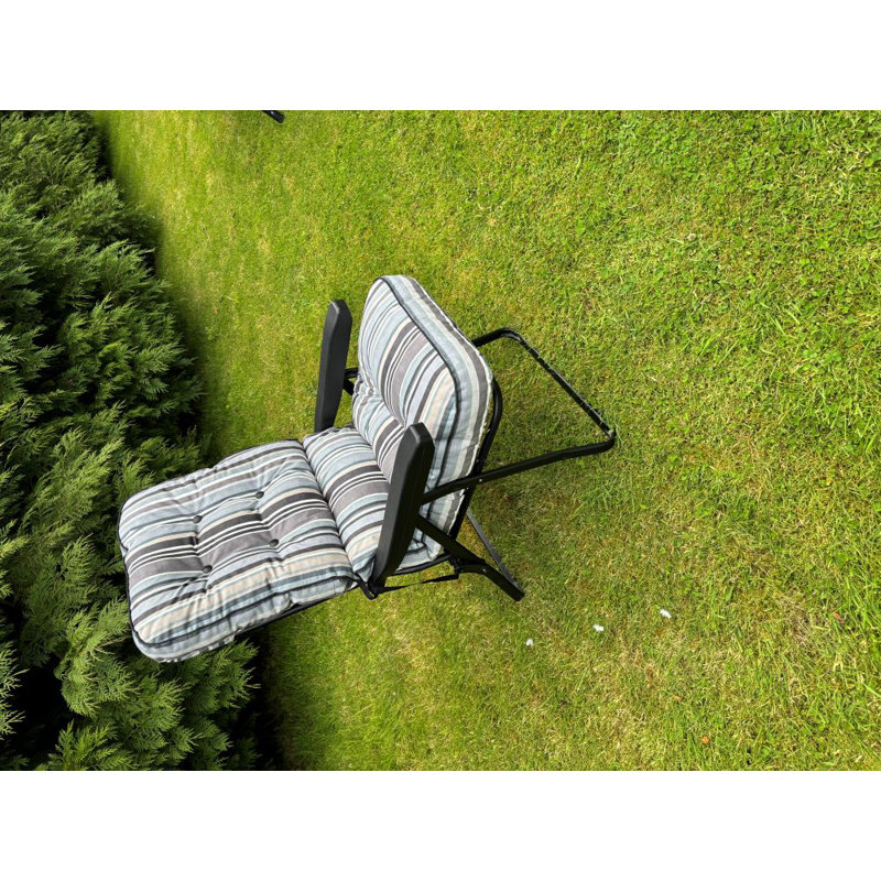 Chada Steel Outdoor Lounge Chair, Black, Grey 