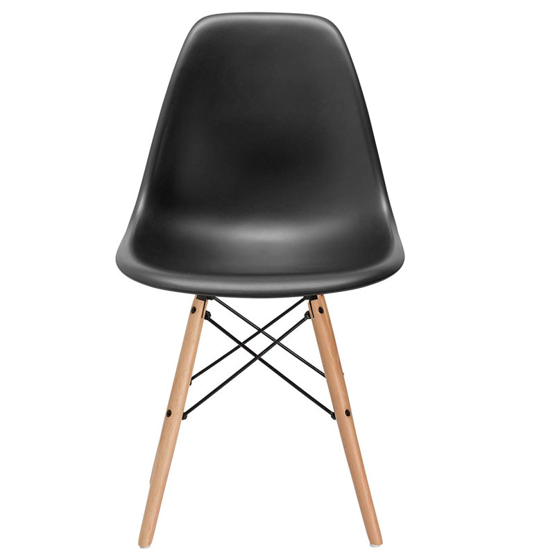 Chaise d'appoint avec pieds en bois naturel. Chaise Carbone Clegg de style Eiffel (noire), Noir