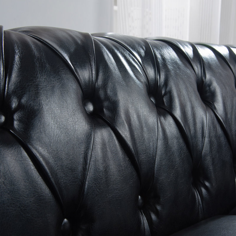 Canapé Chesterfield 84,65 po., Noir