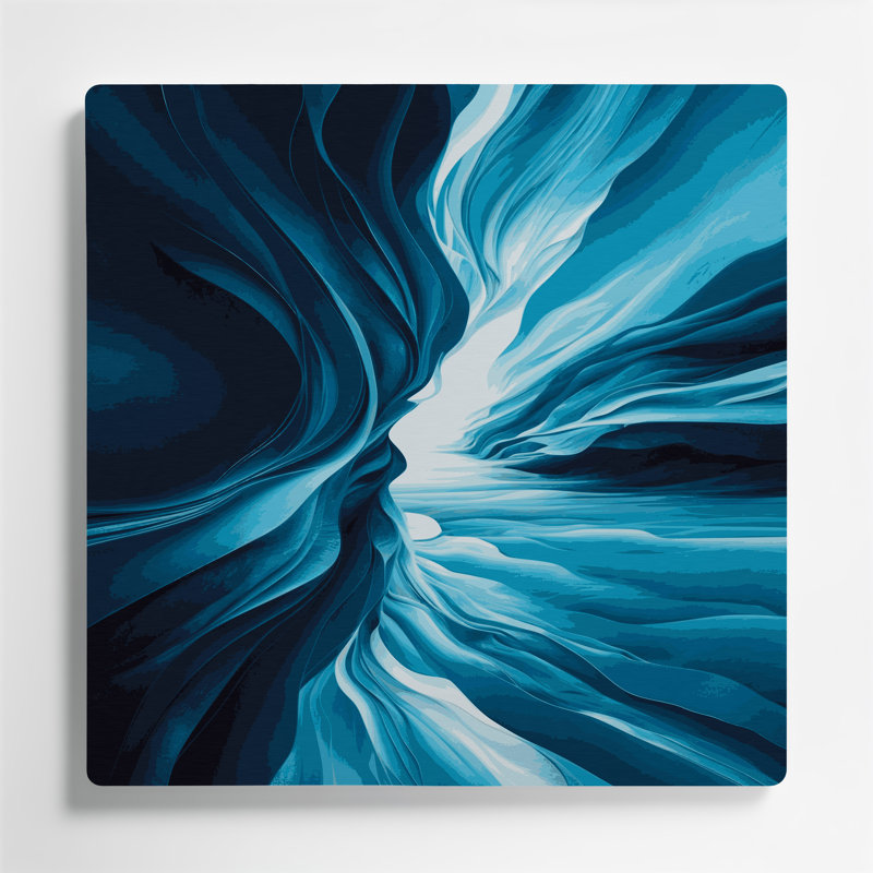 Paysage abstrait 29, art mural en métal bleu, H 12 po x l 12 po