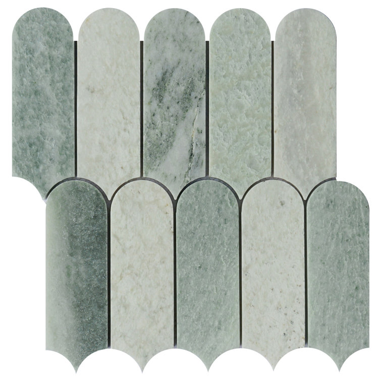 Moonlit Arches 10.4 In. X 9.77 In. Picket Polished Marble Mosaic Tile