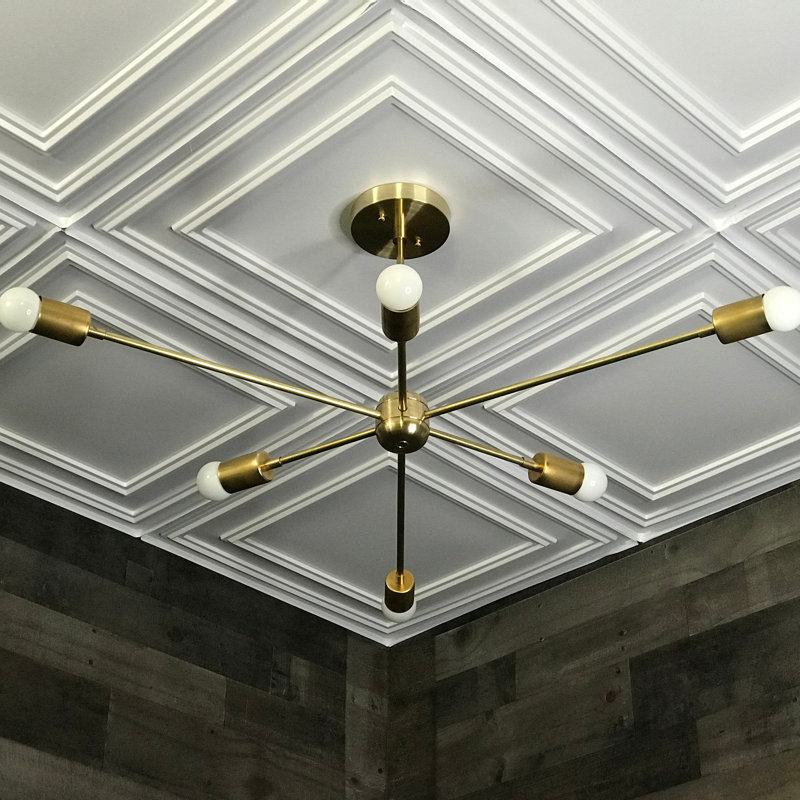Grand lustre moderne Griggsville, Laiton brut
