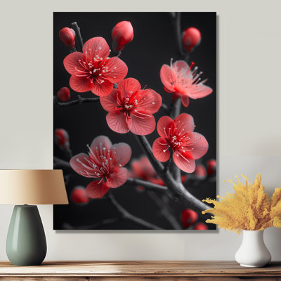 Silhouette de fleur de cerisier monochrome gris rouge