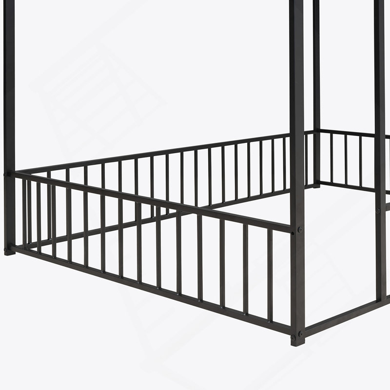 Structure de lit en métal avec clôture, un havre multifonctionnel pour les enfants, les adolescents, les filles et les garçons pour dormir, jouer et rêver
