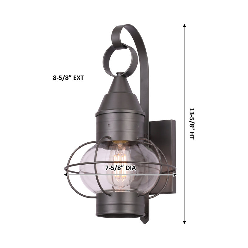Laiton Traditions - Ellington - 1 lumière - 14 pouces - Bronze - Laiton massif - Applique murale, Transparent, Gunmetal