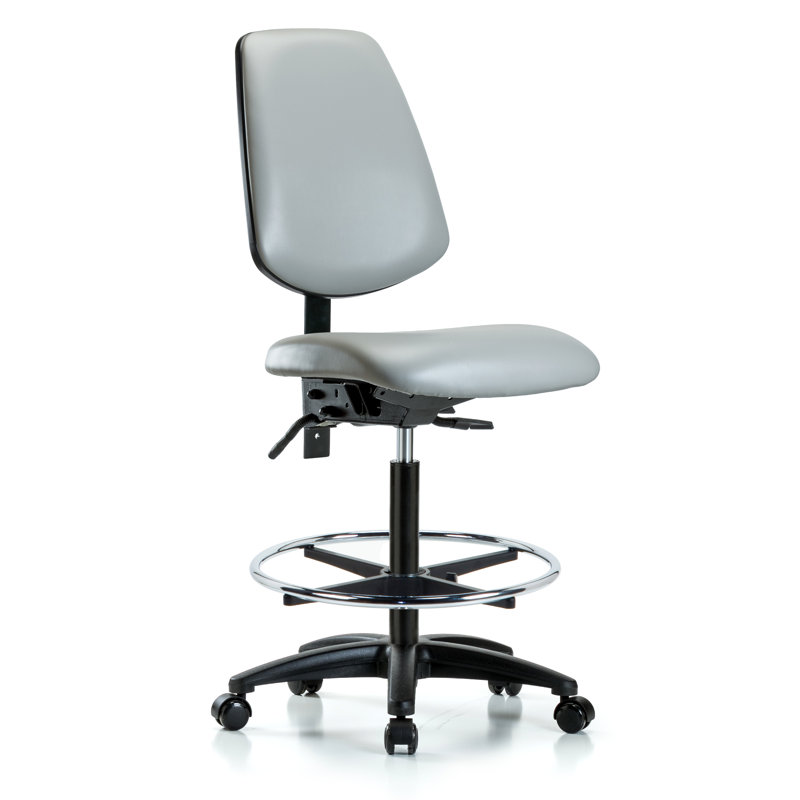 Jalynn Vinyl Drafting Chair, Casters, Dove, Included