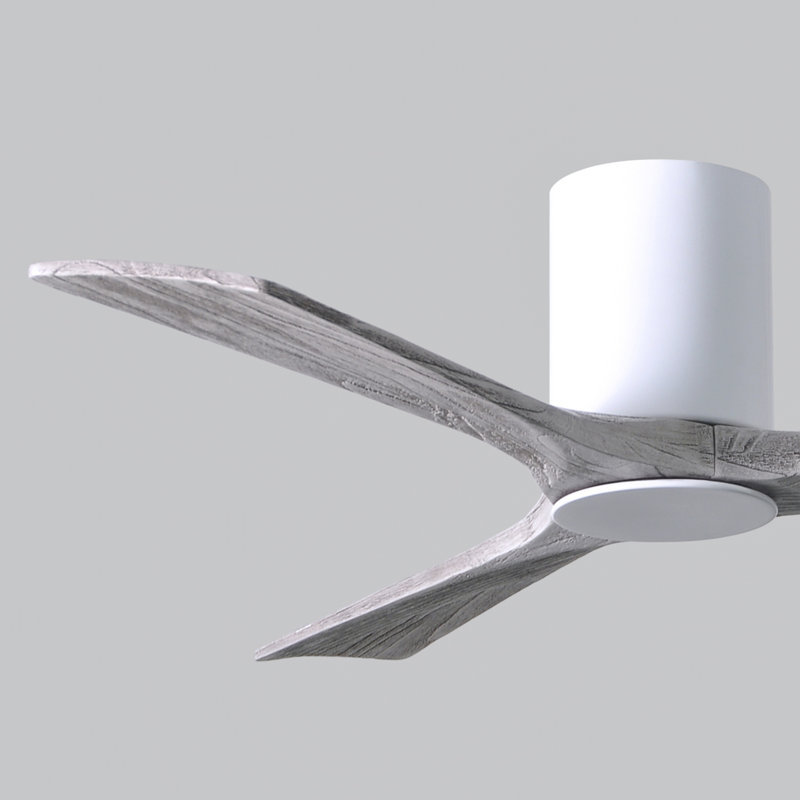 Irene LED Ceiling Fan, Gloss White, Barn Wood Tone, 52"