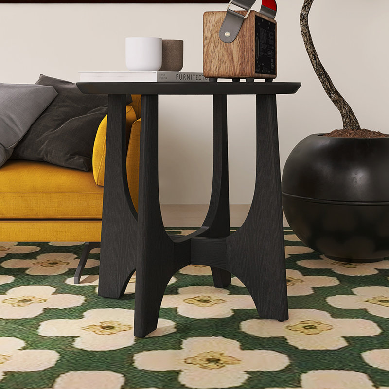 Table basse ronde en bois, H 24 po x l 25,2 po x P 25,2 po