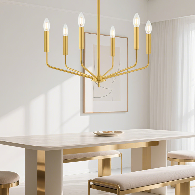 Lustre linéaire moderne 24 po à 6 lumières à intensité variable pour salle à manger, Six lumières