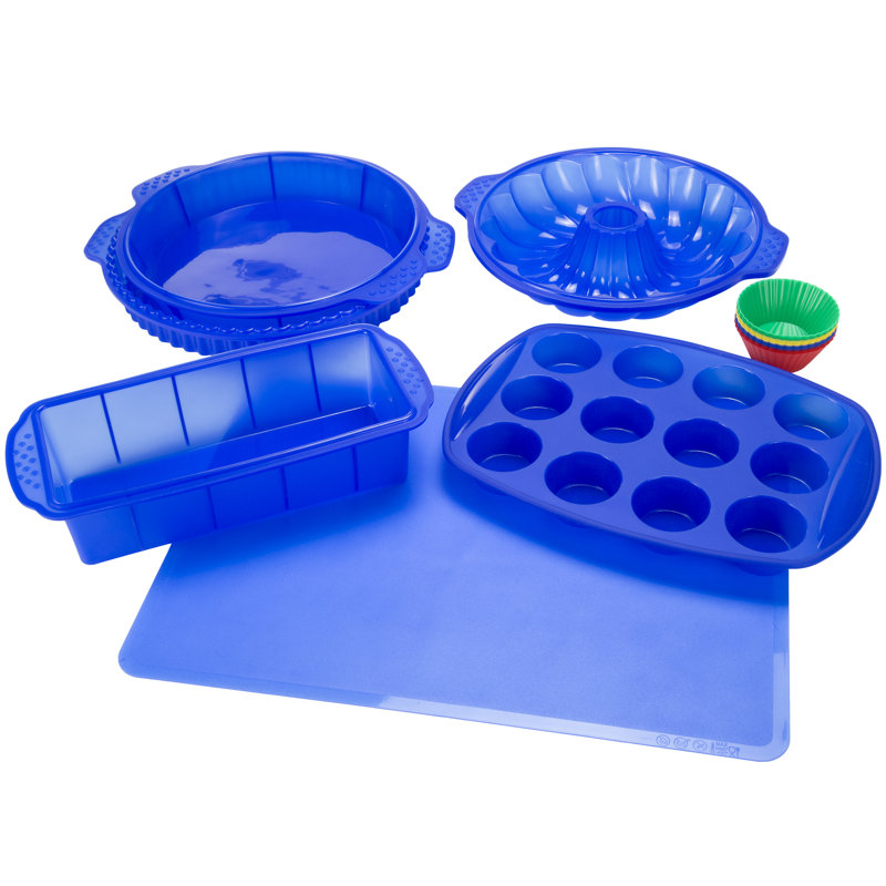 Non-Stick 18 Piece Silicone Bakeware Set, Blue