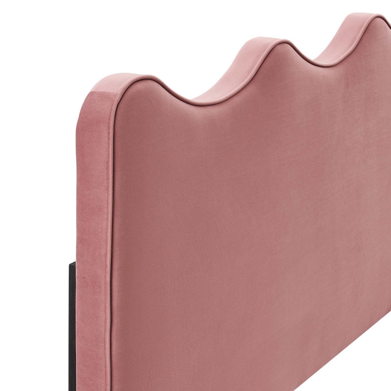 Velvet Upholstered Panel Headboard, Dusty Rose, King/California King