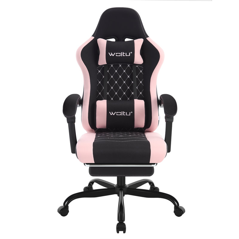 Gaming Chair With Pocket Spring Cushion, Massage Ergonomic Office Chair, Wide Padded Swivel Computer Chair With Massage Lumbar Pillow Footrest, 150kg Load, Mesh Fabric