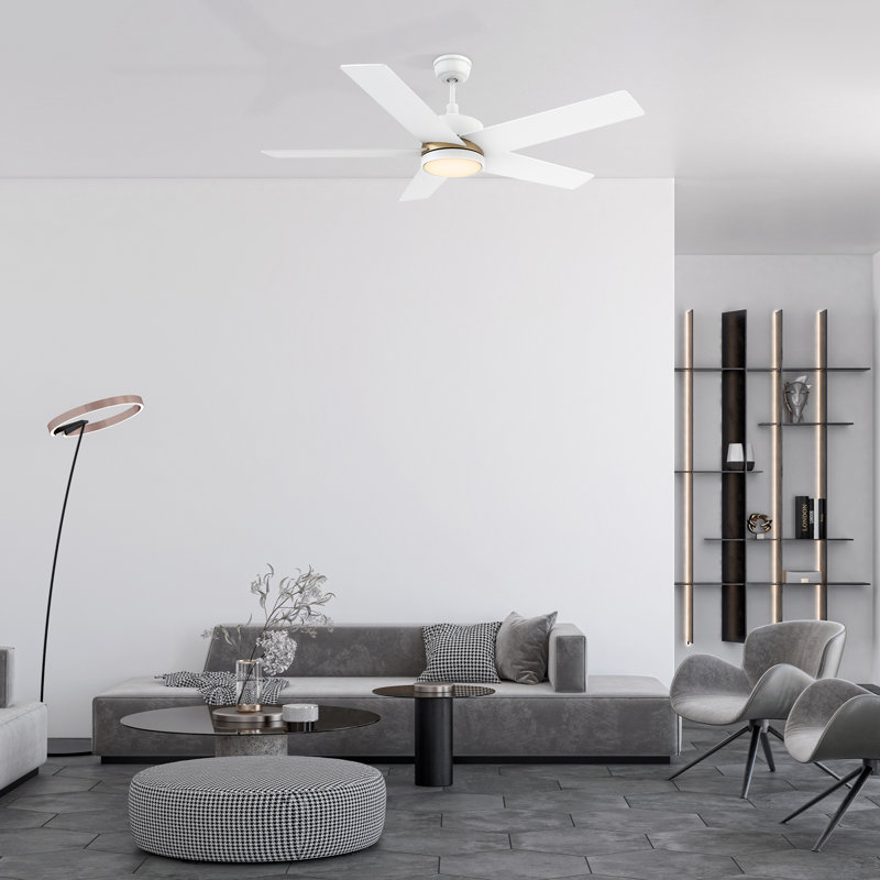 52" Smart DC Ceiling Fan With Remote, Light Kit Included, Works With Google Assistant And Amazon Alexa, Siri Shortcut, White